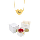 Caixa Rotativa com Rosa Eterna & Colar Personalizado com Nomes