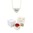 Caixa Rotativa com Rosa Eterna & Colar Personalizado com Nomes