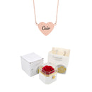 Caixa Rotativa com Rosa Eterna & Colar Personalizado com Nomes