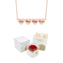 Caixa Rotativa com Rosa Eterna & Colar Personalizado com Nomes